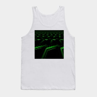 bright green halftone line puzzle on black background Tank Top